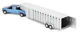 #51587-B 1/64 Light Stellar Blue 1998 Chevrolet Silverado 3500 Extended Cab Dually Pickup with Silver Vertical 3-Hole Gooseneck Livestock Trailer