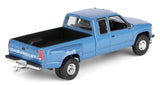 #51587-B 1/64 Light Stellar Blue 1998 Chevrolet Silverado 3500 Extended Cab Dually Pickup with Silver Vertical 3-Hole Gooseneck Livestock Trailer