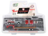 #51661-BR 1/64 1991 1st Gen Dodge Ram Dually Flatbed Truck with Gooseneck Flatbed Trailer - Raw Metal Chase