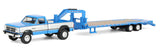 #51663-B 1/64 Blue & Silver 1992 Dodge Ram W-350 Dually Pickup with Toolbox & Blue Gooseneck Flatbed Trailer