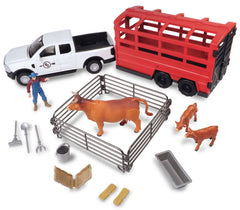 #517BC 1/20 Big Country Truck & Cattle Trailer Playset, 18 Piece