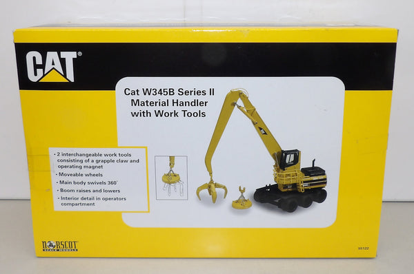 55122 1/50 Cat W345B Series II Material Handler with Work Tools