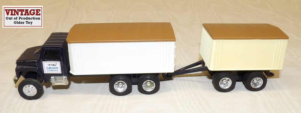 #5543EO 1/64 Black International Grain Truck with Pup Trailer - No Box, AS IS