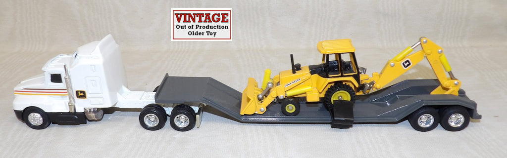 #5574EO 1/64 John Deere Construction Hauling Set with JD Backhoe - No Package, AS IS
