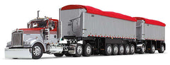 #60-1632 1/64 Viper Red & Silver Kenworth W900L Day Cab & East Manufacturing Michigan Series 31' and 20' End Dump Trailers
