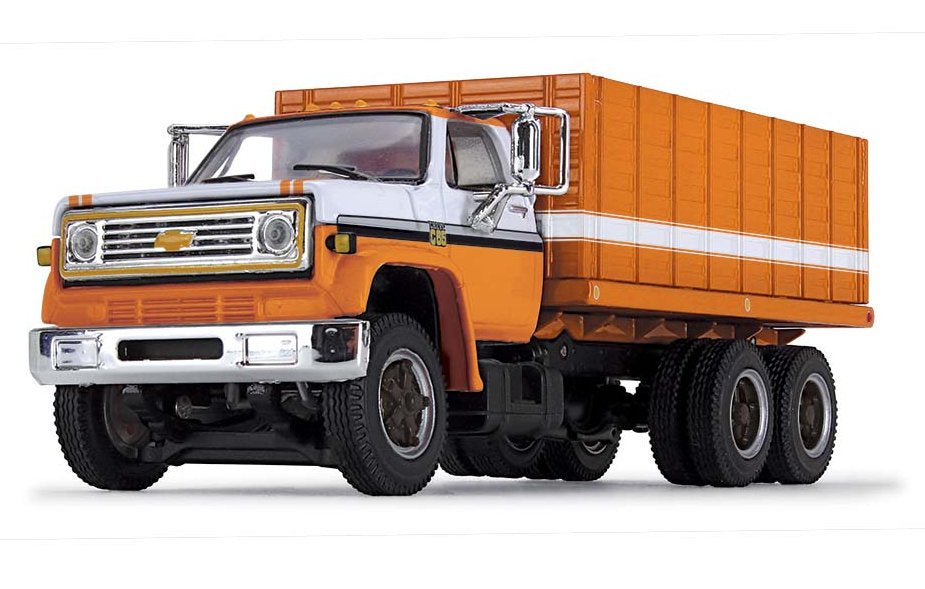 #60-1670 1/64 Orange & White 1970's Chevrolet C65 Grain Truck, Tandem Axle