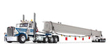 #60-1674 1/64 White & Blue Peterbilt Model 389 Tri-Axle Day Cab & ERMC 4-Axle Hydra-Steer Trailer with Bridge Beam Section Load