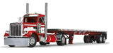 #60-1682 1/64 Red & White Peterbilt Model 359 Single-Axle Day Cab & 48' Utility Flatbed Trailer