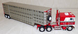 #60-1756 1/64 Koppes Truck Line Kenworth K100 COE Flat Top & Vintage 45' Wilson Tandem-Axle Livestock Trailer