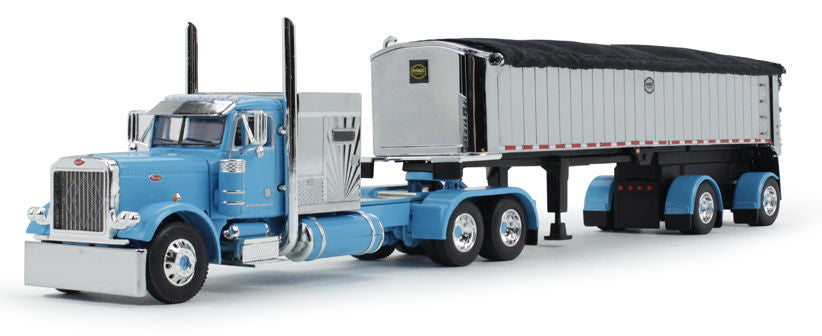 #60-1893 1/64 Cyan & Chrome Peterbilt Model 379 with 60" Vintage Sleeper & MAC Coal End Dump Trailer