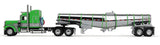 #60-1934 1/64 Green & Silver Peterbilt Model 389 with 48" Mid-Roof Sleeper & Polar Deep Drop Trailer