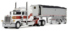 #60-1936 1/64 White & Red Peterbilt Model 389 with 48" Mid-Roof Sleeper & MAC Coal End Dump Trailer