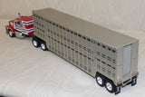 #60-1970 1/64 Red & Silver Mack Super Liner with 60" Flat Top Sleeper & Vintage Wilson 45' Livestock Trailer