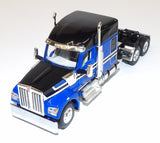 #60-2009 1/64 Blue & Black Kenworth W990 with 76" Mid-Roof Sleeper & MAC Half Round End Dump Trailer