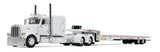 #60-2033 1/64 White Peterbilt Model 389 with 63" Flat Top Sleeper & Landoll 440B-50CA Traveling Tandem Axle Trailer