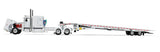 #60-2033 1/64 White Peterbilt Model 389 with 63" Flat Top Sleeper & Landoll 440B-50CA Traveling Tandem Axle Trailer