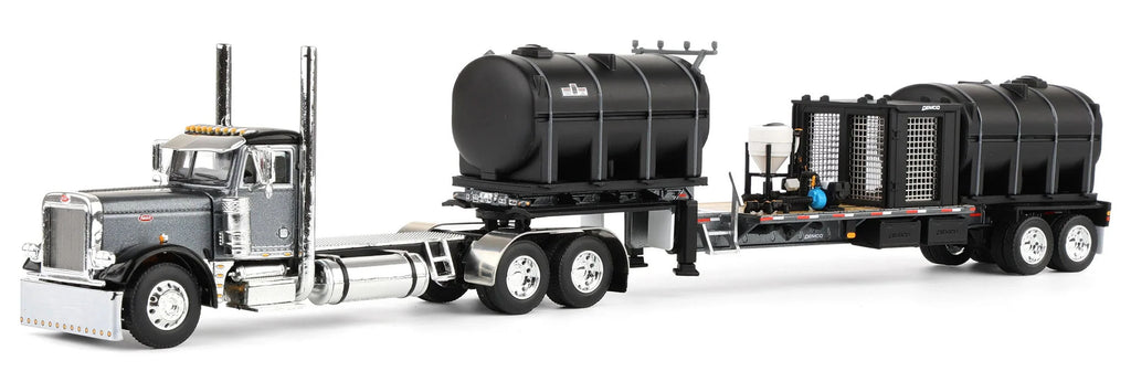 #60-2075 1/64 Gunmetal & Black Peterbilt 379 Day Cab & DEMCO 42' Liquid Fertilizer Trailer
