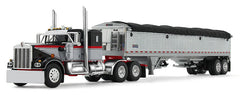 #60-2137 1/64 Gray & Viper Red Kenworth W900A with 36" Sleeper & Silver 43' Wilson Pacesetter Tandem-Axle Grain Trailer