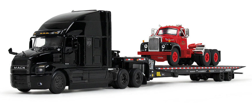#60-2151 1/64 Mack Anthem Sleeper & Landoll 440B-50CA Traveling Tandem Axle Trailer with Mack B-61 Day Cab Load
