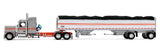 #60-2173 1/64 Silver & Orange Peterbilt Model 589 with 58" Mid-Roof Sleeper & 50' Wilson Pacesetter Spread-Axle Grain Trailer