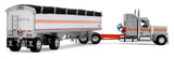 #60-2173 1/64 Silver & Orange Peterbilt Model 589 with 58" Mid-Roof Sleeper & 50' Wilson Pacesetter Spread-Axle Grain Trailer