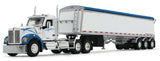 #60-2177 1/64 White & Blue Kenworth W990 Day Cab & White Lode King Distinction Tri-Axle Hopper Trailer
