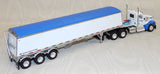 #60-2177 1/64 White & Blue Kenworth W990 Day Cab & White Lode King Distinction Tri-Axle Hopper Trailer