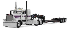 #60-2191 1/64 White & Black Peterbilt Model 389 with 36" Flat Top Sleeper & Fontaine Magnitude Tri-Axle Lowboy Trailer