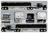 #60-2236 1/64 Black GMC General with 34" Flat Top Sleeper & Black 43' Wilson Pacesetter Tandem-Axle Grain Trailer