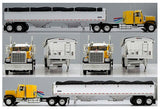 #60-2238 1/64 Yellow & Black GMC General with 34" Flat Top Sleeper & White 43' Wilson Pacesetter Tandem-Axle Grain Trailer