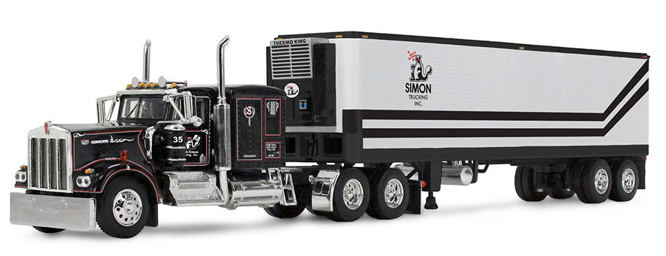 #60-2272 1/64 Dick Simon Trucking Kenworth W900A with 60" Flat Top Sleeper & Vintage 40' Trailer with Reefer