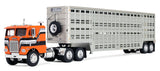 #60-2290 1/64 Orange & Black Freightliner COE with Vintage 45' Wilson Livestock Trailer