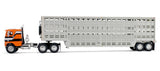 #60-2290 1/64 Orange & Black Freightliner COE with Vintage 45' Wilson Livestock Trailer