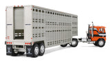 #60-2290 1/64 Orange & Black Freightliner COE with Vintage 45' Wilson Livestock Trailer