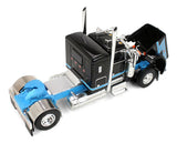 #60-2341 1/64 Black & Cyan Peterbilt Model 389 with 36" Flat Top Sleeper & 28' Wilson Silverstar Double Livestock Trailers