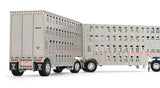#60-2342 1/64 Black & Magenta Peterbilt Model 389 Day Cab & 28' Wilson Silverstar Double Livestock Trailers