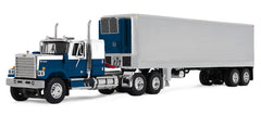 #60-2345 1/64 Blue & Chrome Chevrolet Bison with 34" Flat Top Sleeper & Vintage 40' Trailer with Reefer