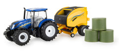 #61029 1/32 New Holland T6.175 Tractor with Roll-Belt 561 Round Baler with Bales
