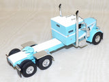 #60-1816 1/64 Blue & White Peterbilt Model 351 with 36" Sleeper & Vintage 45' Wilson Tandem-Axle Livestock Trailer