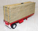 #618942 1/64 Red 28.5' Utility Flatbed Trailer with Hay Load - No Box