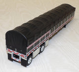 #60-2056 1/64 Black & Red Kenworth W900A with 60" Aerodyne Sleeper & 53' Wilson Roadbrute Flatbed Spread-Axle Trailer with Covered Wagon