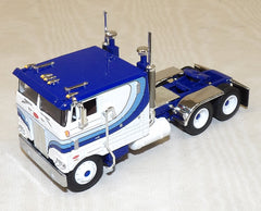 #620571 1/64 White & Blue Peterbilt Model 352 COE 110" Sleeper - No Box