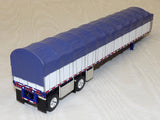 #620572 1/64 Blue & White 53' Wilson Roadbrute Flatbed Spread-Axle Trailer with Covered Wagon - No Box