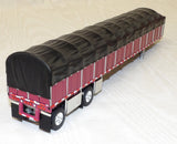 #60-2058 1/64 Maroon & White Peterbilt Model 389 with 63" Flat Top Sleeper & 53' Wilson Roadbrute Flatbed Spread-Axle Trailer with Covered Wagon
