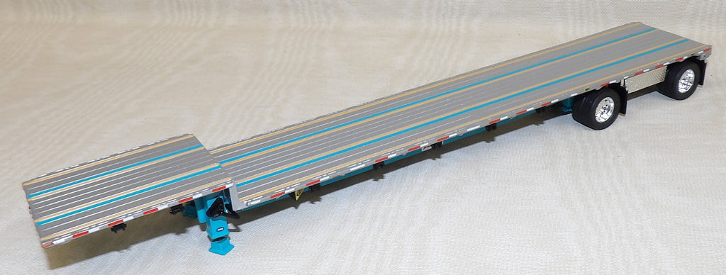 #621272 1/64 Teal & Silver Transcraft Stepdeck Spread Axle Trailer - No Box