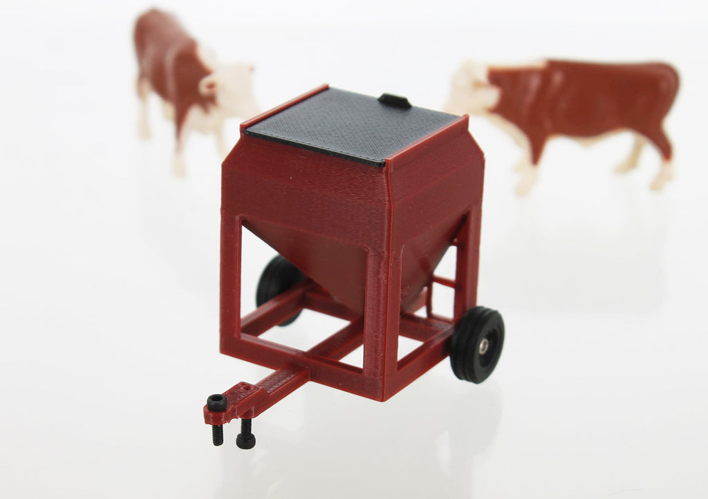 #64-346-R 1/64 Red Portable Bulk Feed Bin Trailer