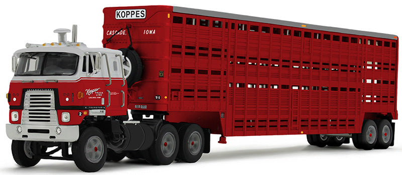 #69-2028 1/64 Koppes Truck Line International TranStar COE with Vintage 45' Wilson Livestock Trailer
