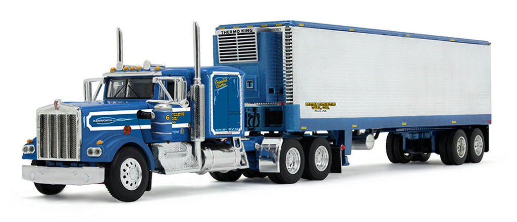 #69-2045 1/64 Western Distributing "Crippled Cowboy" Kenworth W900A with 60" Flat Top Sleeper & 40' Vintage Reefer Trailer