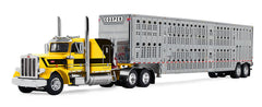 #69-2265 1/64 Hank Cosper Peterbilt Model 359 with 63" Flat Top Sleeper & Wilson Silverstar Tandem Axle Livestock Trailer - Red's Favorites