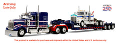 #69-2311 1/64 America250 Kenworth W900L with 72" Aerocab Flat Top Sleeper & Fontaine Magnitude Lowboy Trailer with Kenworth W900A Load
